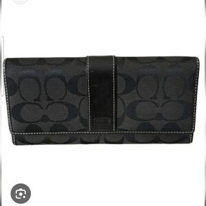 SOLD Coach Black Legacy Tri-fold Monogram Canvas And Leather Wallet.